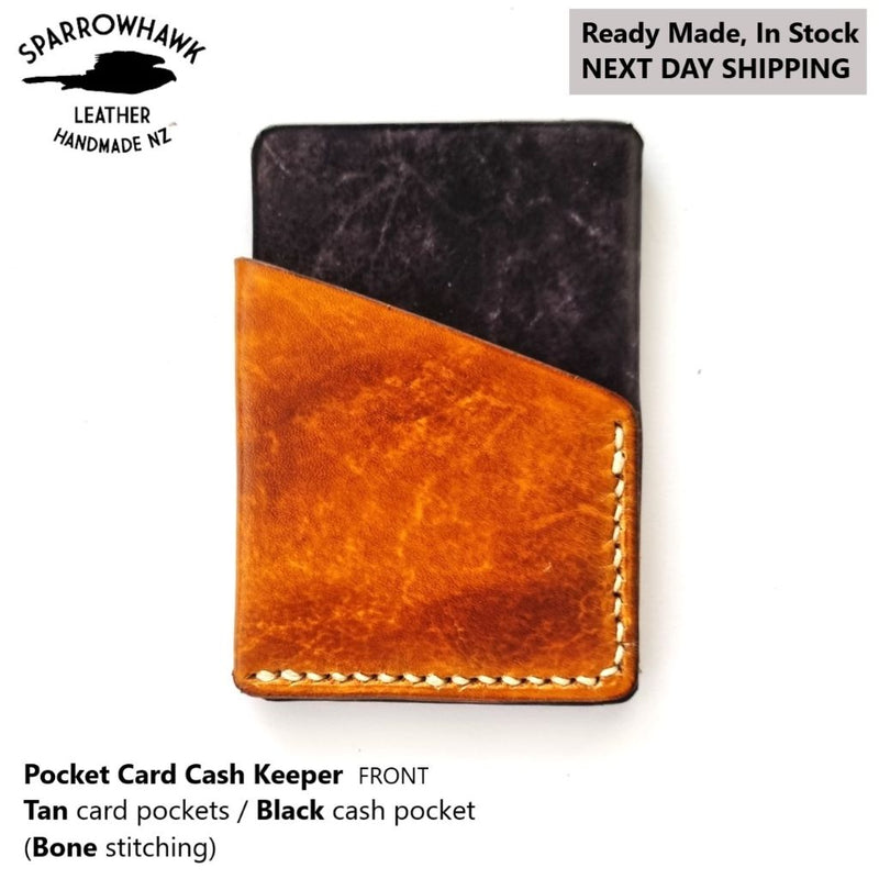 Pocket Card & Cash Keeper - Tan & Black - Next Day Shipping