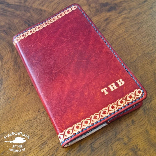 Moleskine pocket notebook cover handmade vegetable tanned leather Sparrowhawk New Zealand