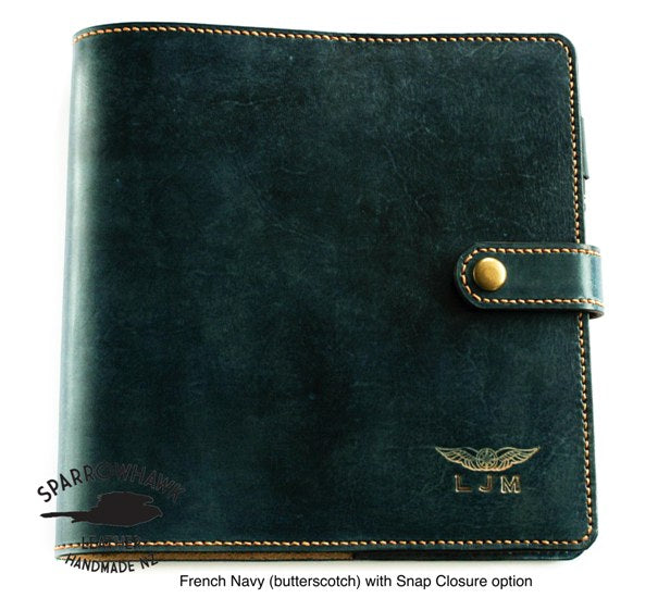 NZCAA Pilot Logbook Cover - embossed small wings & initials