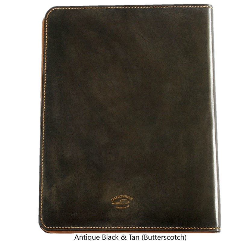 A4 Portfolio - Hand Finished Leather - Tan Interior - Black Brass Nameplate