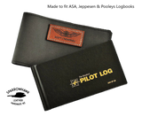 FAA (US) Pilot Logbook Cover PPL- black aniline, laser engraved wings & name patch