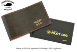 FAA (US) Pilot PPL Logbook Cover & License Medical Certificate Wallet Combo  - wings & initials