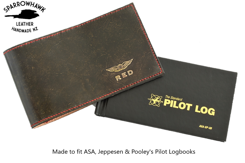 FAA (US) Pilot PPL Logbook Cover & License Medical Certificate Wallet Combo  - wings & initials