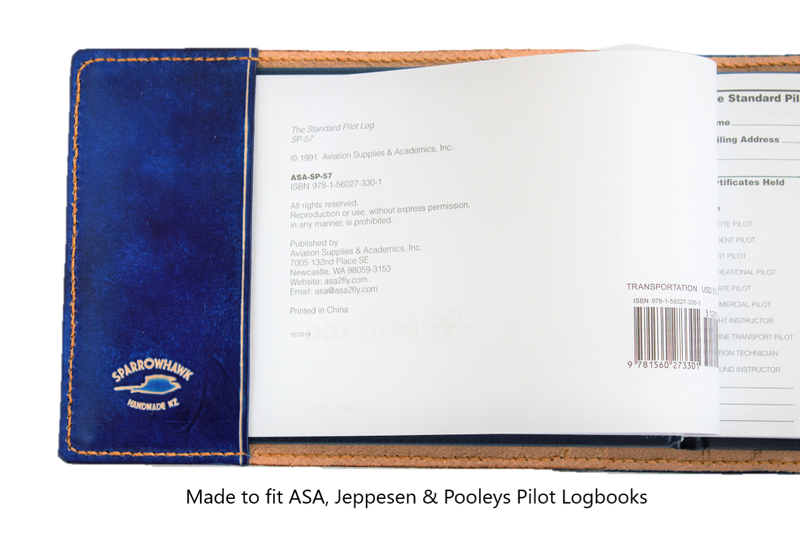 FAA (US) Pilot Logbook Cover PPL - 2 colour spine / front, embossed wings & initials