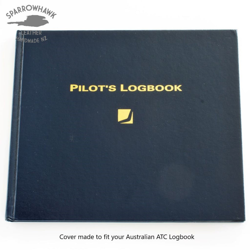 CASA (Australia) Pilot Logbook Cover - book closure, 2 colour spine / front, carved wings /embossed initials