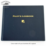 CASA (Australia) Pilot Logbook Cover - wrap closure, 2 colour outside / inside, carved wings /embossed initials