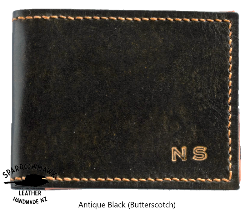 Slimline Billfold Wallet (no display) - Tan Interior - Embossed Initials
