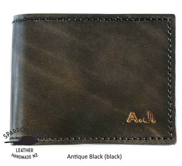 Slimline Billfold Wallet (display) - Black Interior - Embossed Initials