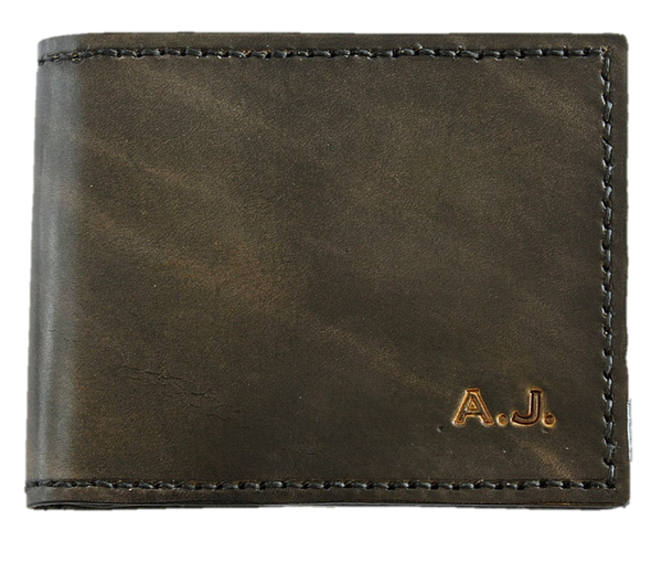 Slimline Billfold Wallet (display) - Black Interior - Embossed Initials