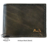 Black mens wallet with embossed intials handmade in NZ Sparrowhawk Leather