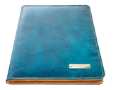 A4 Portfolio - Hand Finished Leather - Tan Interior- Stainless Steel nameplate