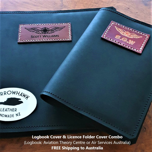 CASA (Australia) Logbook & Licence Folder Cover COMBO - Black Aniline Leather