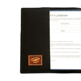 CASA (Australia) Pilot Logbook Cover (ATC or AirServices) - Black Aniline Leather -  Name & Wings