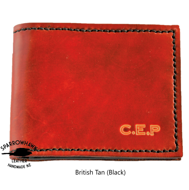 Slimline Billfold Wallet (no display) - Black Interior - Embossed Initials