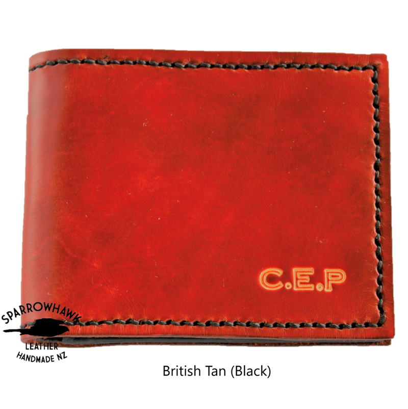 Currency & Coin Billfold Wallet - Hand Dyed (choose from 7 colours) - Hand Embossed Initials