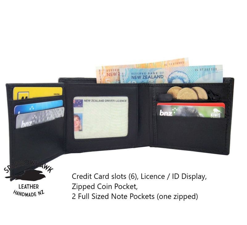 Inside Sparrowhawk NZ handmade mens wallet intials coin pocket anniversary wallet 