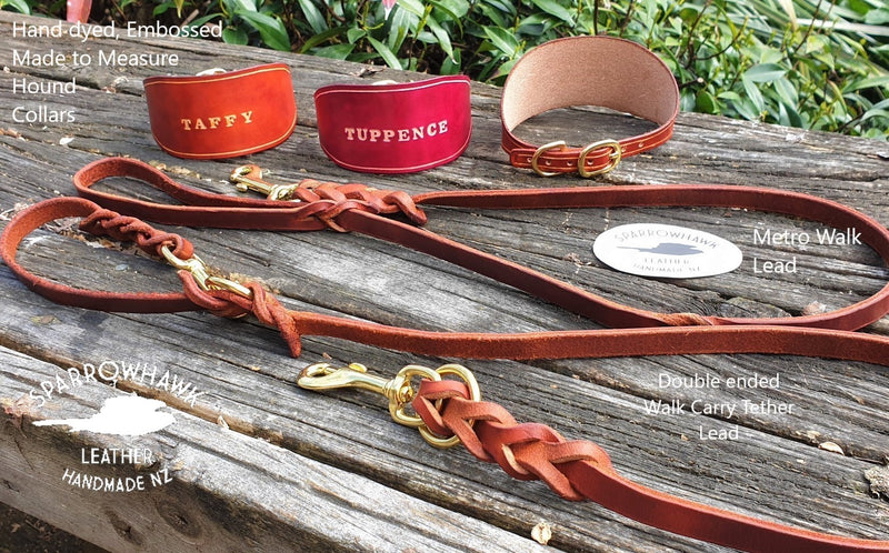 Braided Double Ended Walk Tether Dog Lead - Handmade Leather & Solid Brass