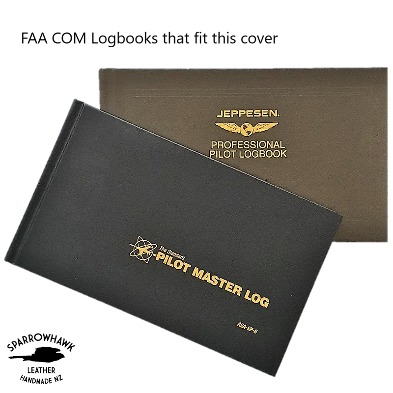FAA (US) Pilot Logbook Cover COM - 2 colour spine / front, wings / initials plate