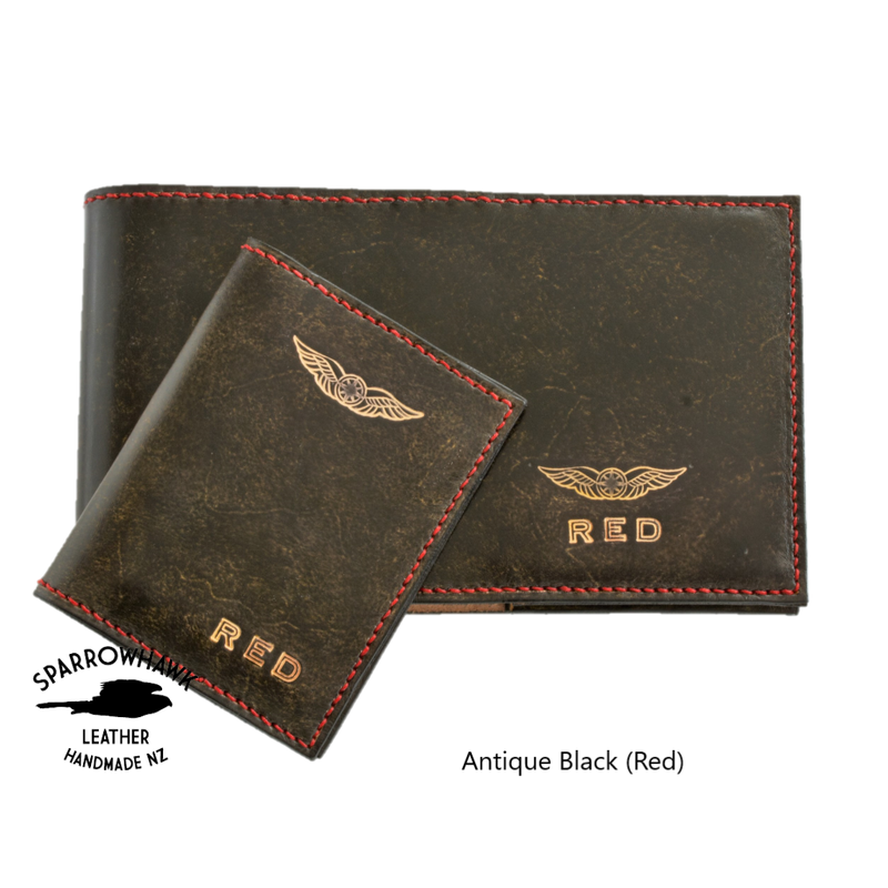 FAA (US) Pilot PPL Logbook Cover & License Medical Certificate Wallet Combo  - wings & initials