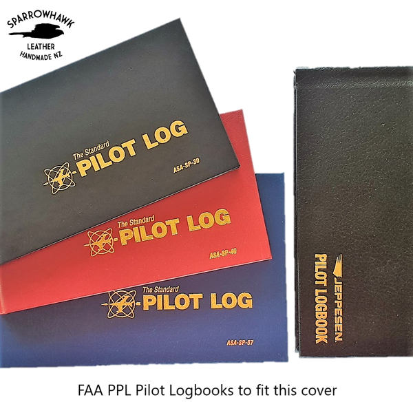 FAA (US) Pilot Logbook Cover PPL - 1 colour embossed small wings & initials