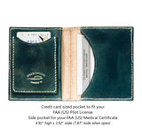 FAA (US) Pilot Licence & Medical Certificate wallet - 1 colour - Embossed Initials