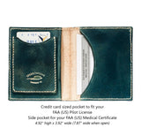 FAA (US) Pilot PPL Logbook Cover & License Medical Certificate Wallet Combo  - wings & initials