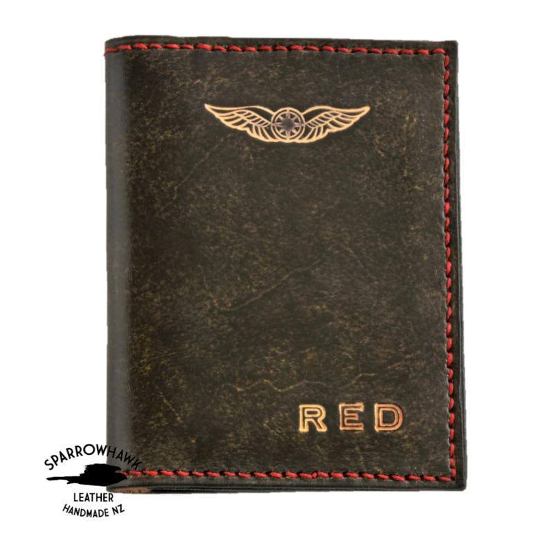 FAA (US) Pilot PPL Logbook Cover & License Medical Certificate Wallet Combo  - wings & initials