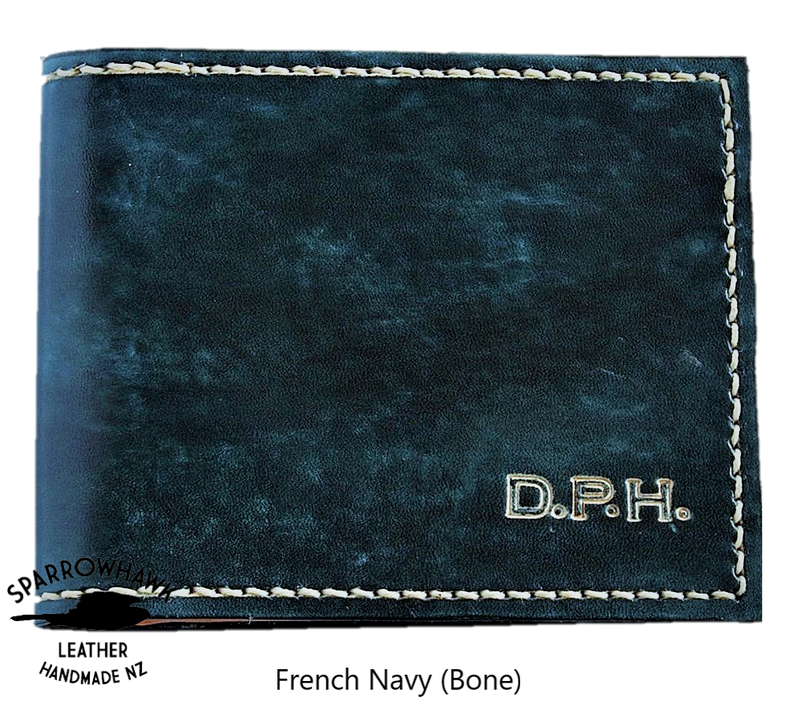 Slimline Billfold Wallet (no display) - Tan Interior - Embossed Initials