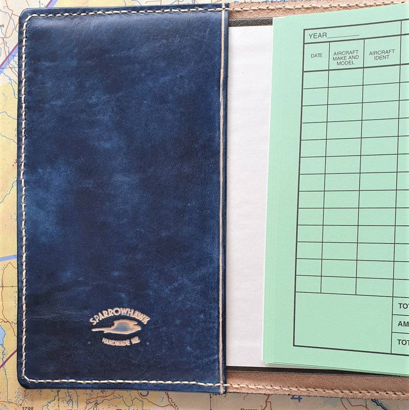 FAA (US) Pilot Logbook Cover COM - 1 colour embossed small wings & initials