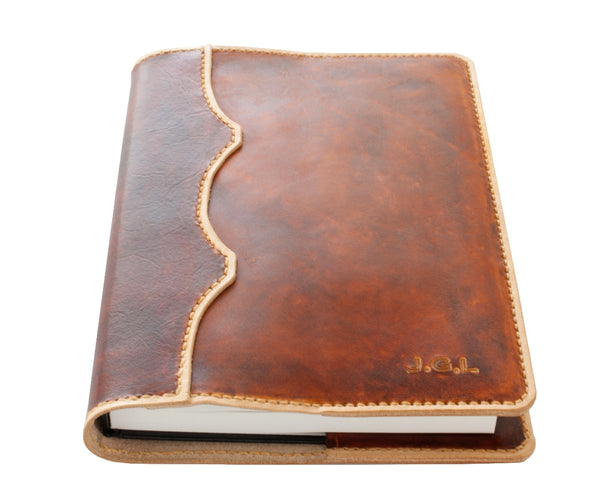 Diary / Journal / Book Cover - Fluted 2 Colour spine / front - Embossed Initials