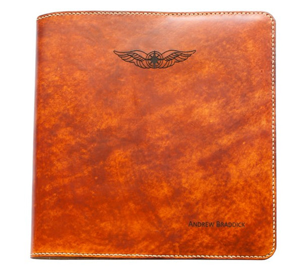 NZCAA Pilot Logbook Cover - book closure, 1 colour, laser engraved wings & name