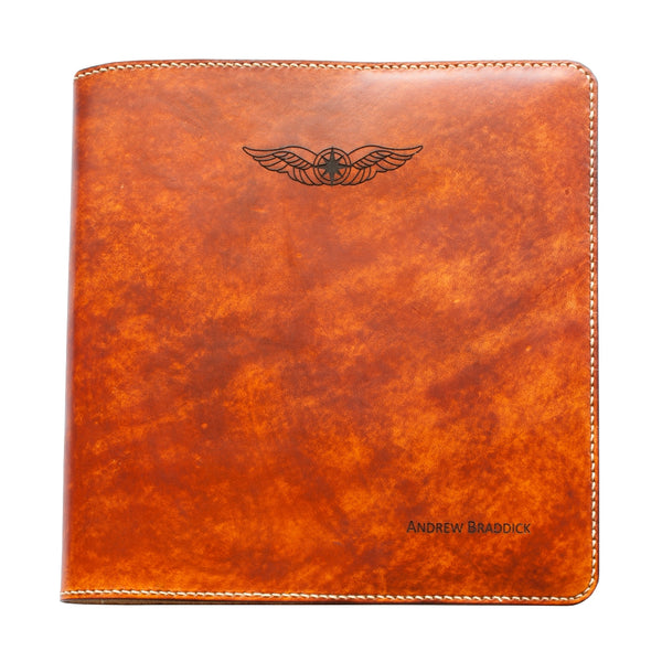 Pilot Logbook Cover - book closure, 1 colour, laser engraved wings & name