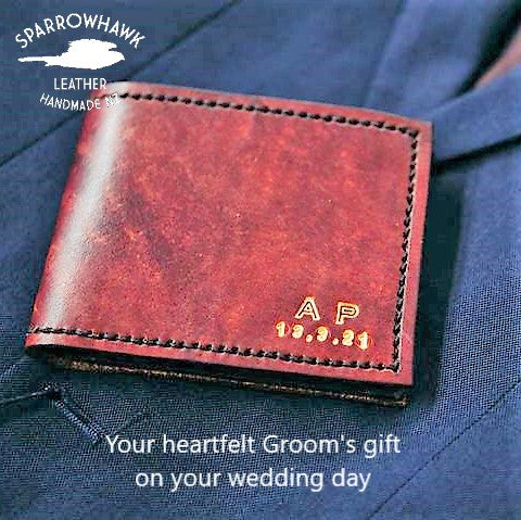 Anniversary Wallet - Hand Dyed- Hand Embossed Initials & Date