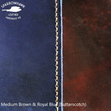 NZCAA Pilot Logbook Cover - wrap closure, 2 colour spine / front, carved wings /embossed initials