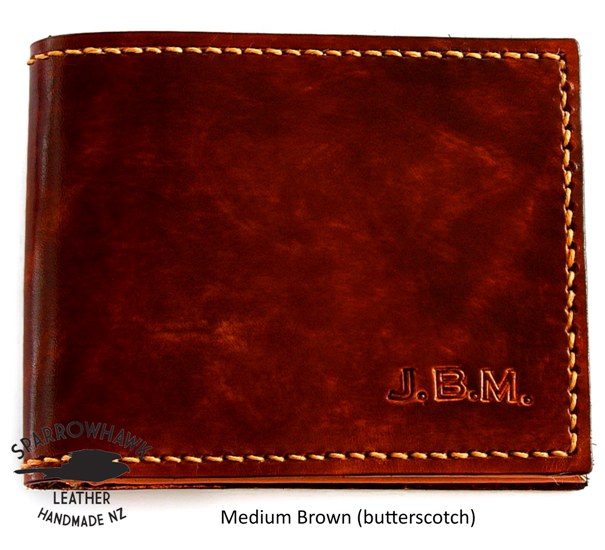 Slimline Billfold Wallet (no display) - Tan Interior - Embossed Initials