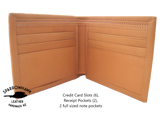 Slimline Billfold Wallet (no display) - Tan Interior - Embossed Initials