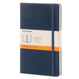 Sparrowhawk Leather stocks Sapphire Blue Moleskine Large (A5) Notebooks and handmakes personalised leather bookcovers with embossed initials to fit. 