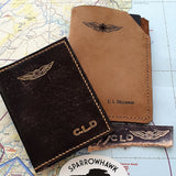 Slimline Passport & Card Sleeve - Nubuck Leather - Laser Engraved