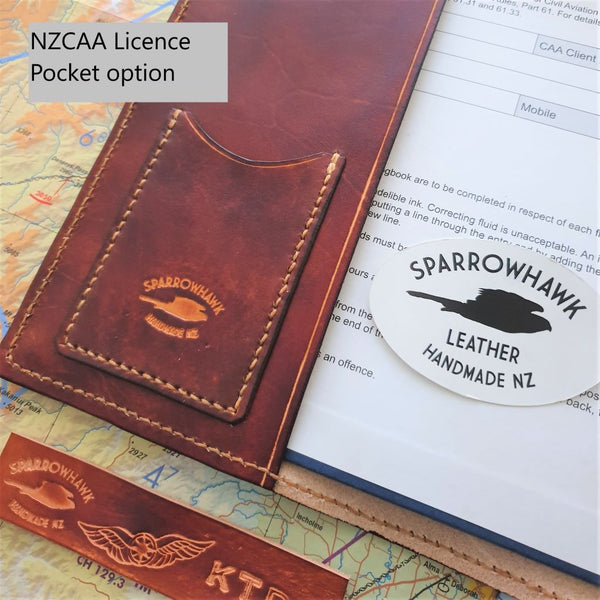 NZCAA Pilot Logbook Cover - embossed small wings & initials