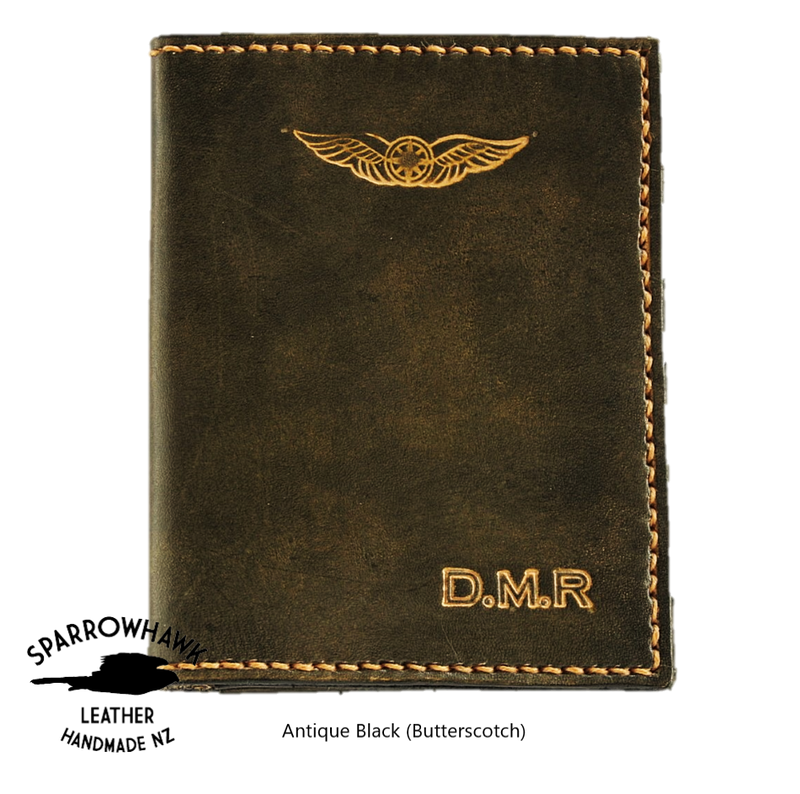 FAA (US) Pilot Licence & Medical Certificate wallet - 1 colour - Embossed Initials