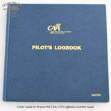 NZCAA Pilot Logbook Cover - black aniline, laser engraved wings & name patch