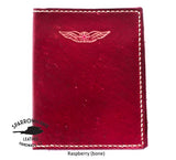 Ladies Sparrowhawk Leather NZCAA Pilot Licence & Medical Certificate Wallet personalised initials Raspberry (dark pink) with bone handstitching Handmade NZ 