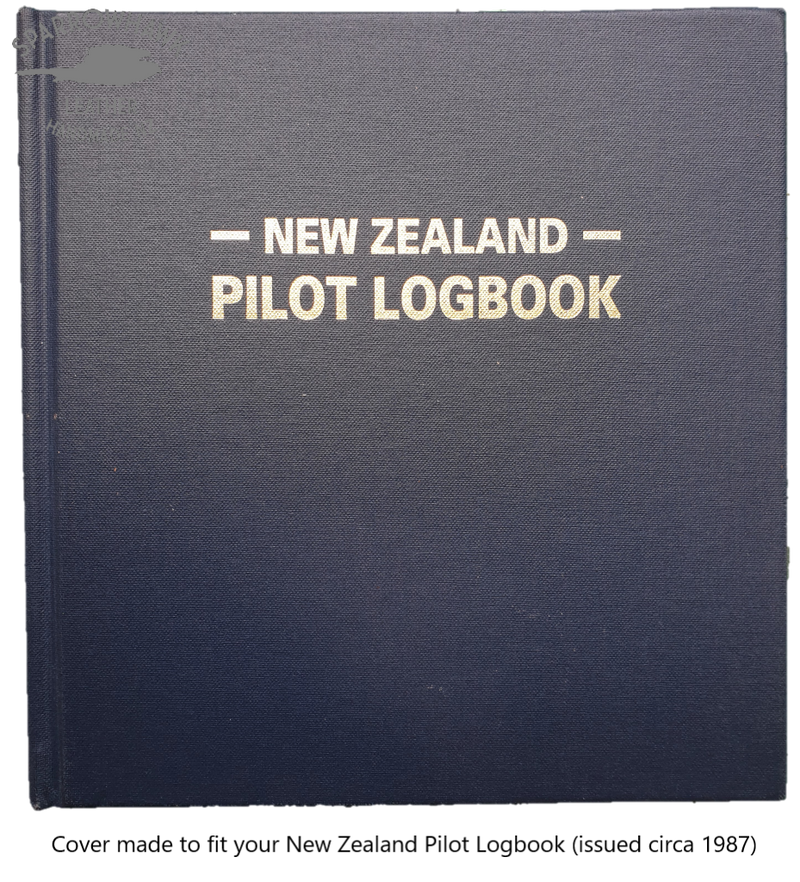 NZCAA Pilot Logbook Cover - 2 colour spine / front, wings / initials plate