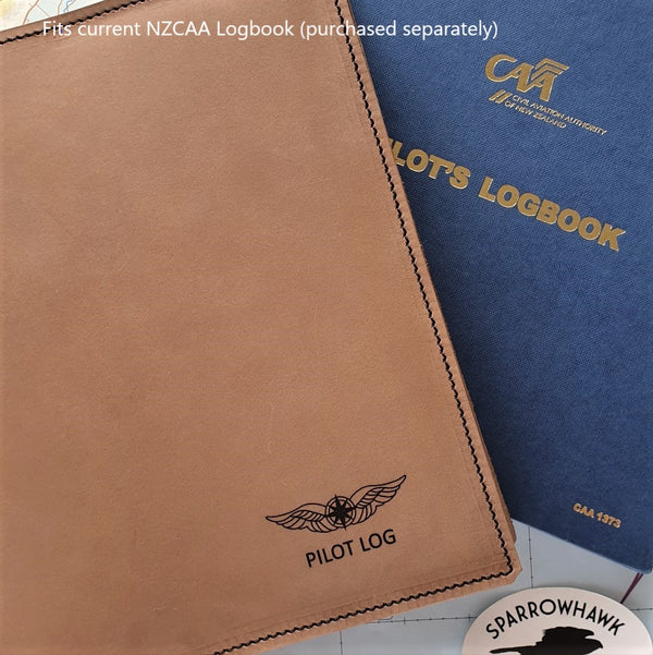 NZCAA Pilot Logbook Cover - mocha nubuck - laser engraved Pilot Log (no name)