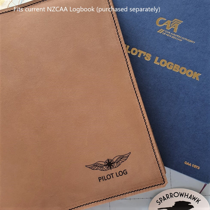 NZCAA Pilot Logbook Cover - mocha nubuck - laser engraved Pilot Log (no name)