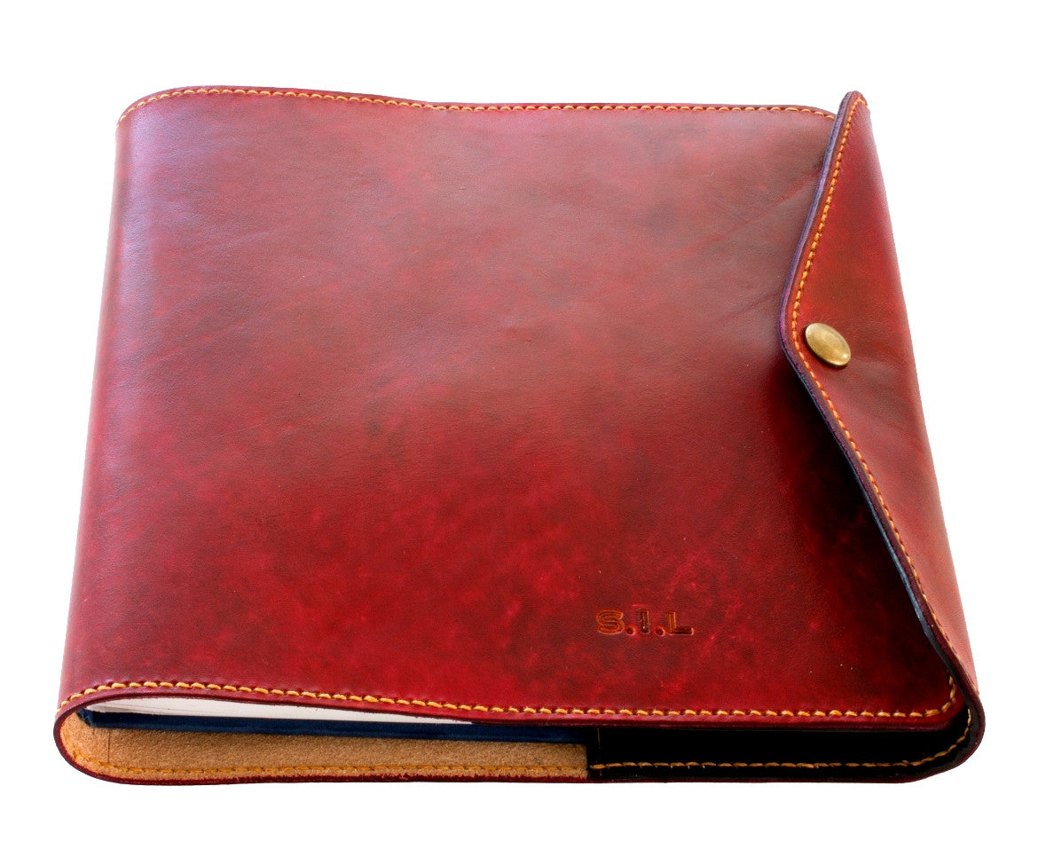 100% leather Pilot Logbook Cover initials snap wrap closure 2 colour ...