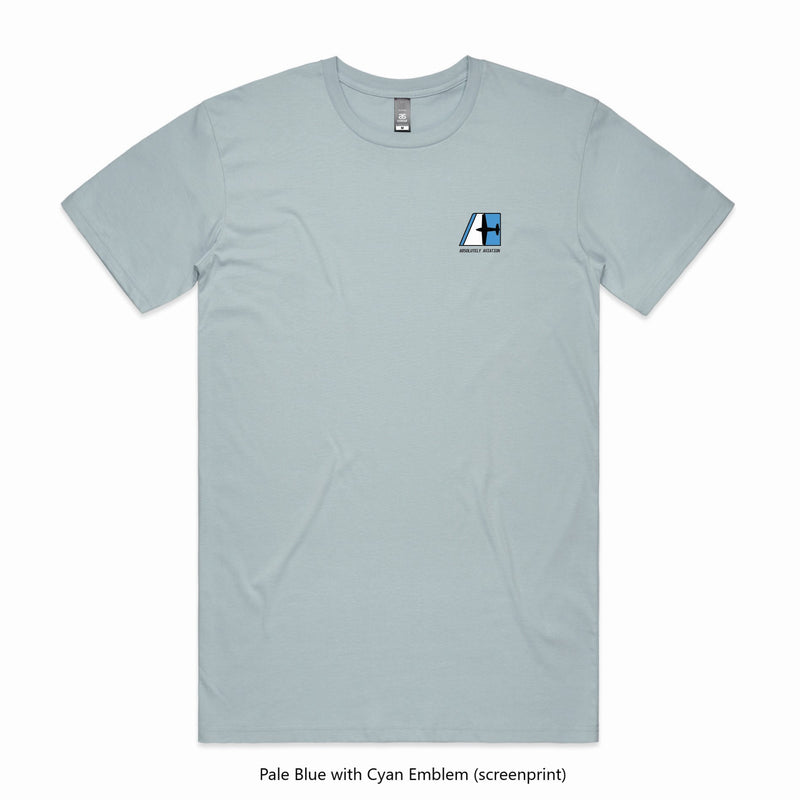 Pale Blue mens pilot tshirt Absolutely Aviation flight apparel