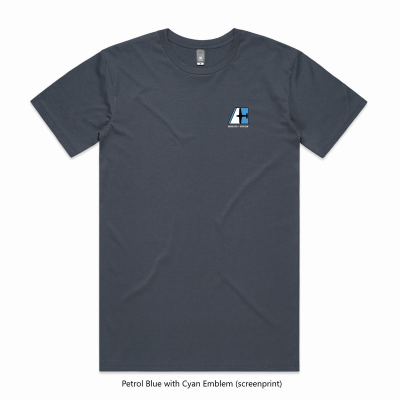 mens petrol blue pilot tshirt Absolutely Aviation casual flight wear 