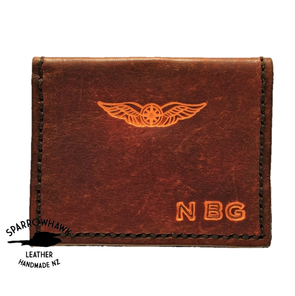 Pilot Cross Card Wallet- Initials & Wings - Hand Dyed, 7 colours