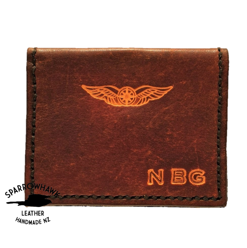 Pilot Cross Card Wallet- Initials & Wings - Hand Dyed, 7 colours